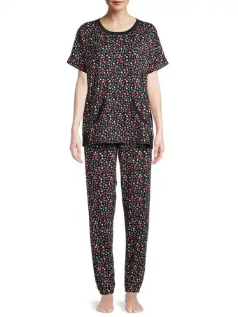 Walmart Secret treasures women's and women's plus mother's day short sleeve top and joggers with makeup bag, 3-piece knit pj set offer