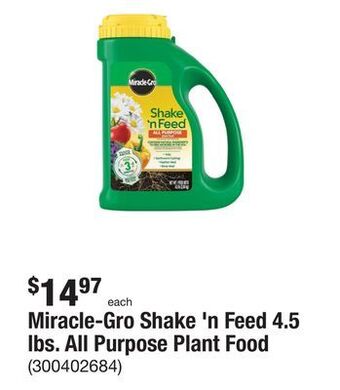 The Home Depot Miracle-gro shake 'n feed 4.5 lbs. all purpose plant food offer