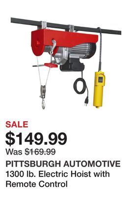 Harbor Freight Tools 1300 lb. electric hoist with remote control offer