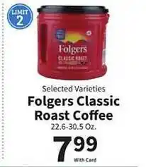 Food City Folgers classic roast coffee offer