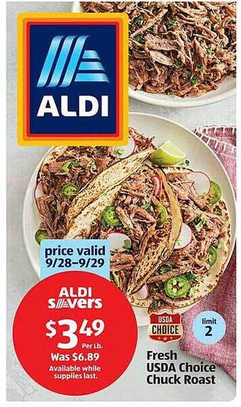 Aldi Fresh usda choice chuck roast offer