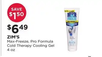 Good Neighbor Pharmacy Zim's max-freeze, pro formula cold therapy cooling gel offer