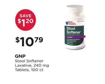 Good Neighbor Pharmacy Gnp stool softener laxative, 240 mg tablets offer