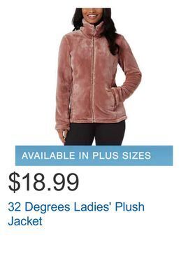 Costco 32 degrees ladies' plush jacket offer
