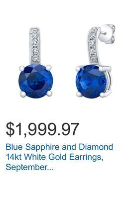 Costco Blue sapphire and diamond 14kt white gold earrings, september birthstone offer