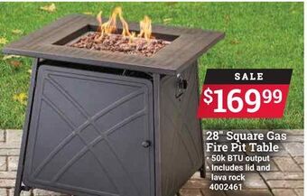 Ace Hardware 28" square gas fire pit table offer
