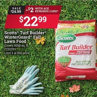 Ace Hardware Scotts® turf builder® winterguard® fall lawn food offer