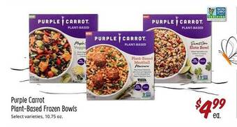 Sprouts Farmers Market Purple carrot plant-based frozen bowls offer