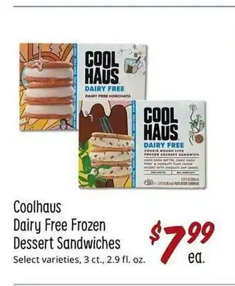 Sprouts Farmers Market Coolhaus dairy free frozen dessert sandwiches offer