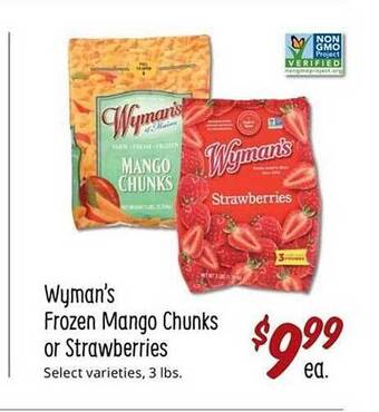 Sprouts Farmers Market Wyman's frozen mango chunks or strawberries offer