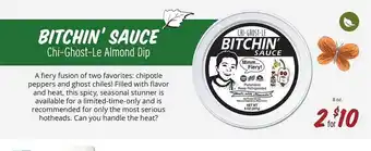Sprouts Farmers Market Bitchin' sauce chi-ghost-le almond dip offer