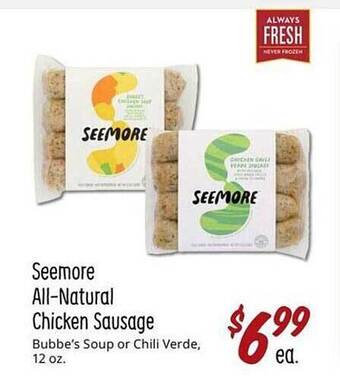Sprouts Farmers Market Seemore all-natural chicken sausage offer