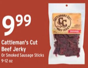 Brookshire's Cattleman's Cut Beef Jerky Or Smoked Sausage Sticks 9-12 oz. offer