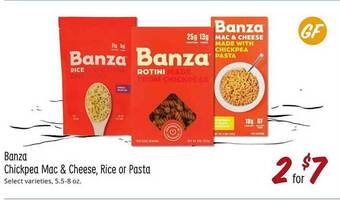 Sprouts Farmers Market Banza chickpea mac & cheese, rice or pasta offer