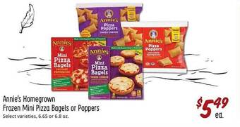 Sprouts Farmers Market Annie's homegrown frozen mini pizza bagels or poppers offer
