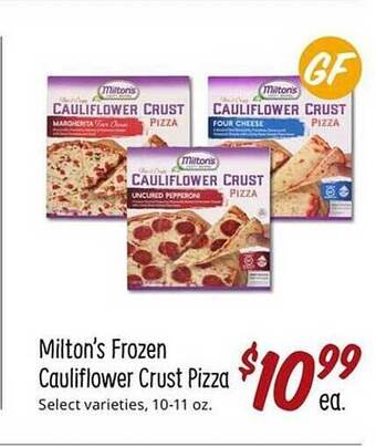 Sprouts Farmers Market Milton's frozen cauliflower crust pizza offer