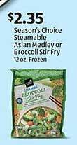 Aldi Season's choice steamable asian medley or broccoli stir fry offer