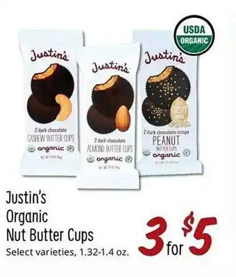 Sprouts Farmers Market Justin's organic nut butter cups offer