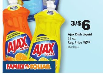 Family Dollar Ajax dish liquid offer