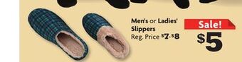 Family Dollar Men's or ladies' slippers offer