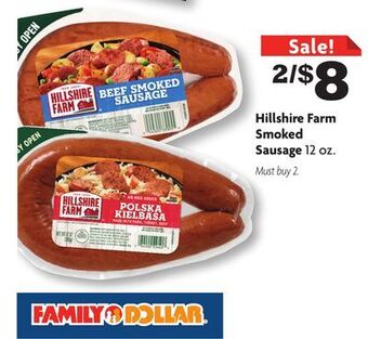 Family Dollar Hillshire farm smoked sausage offer