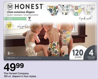Target The honest company 120-ct. diapers in four styles offer
