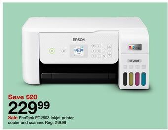 Target Ecotank et-2803 inkjet printer, copier and scanner offer