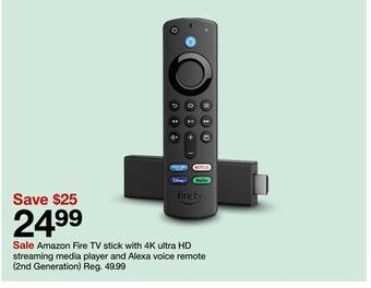 Target Amazon fire tv stick with 4k ultra hd streaming media player and alexa voice remote (2nd generation) offer