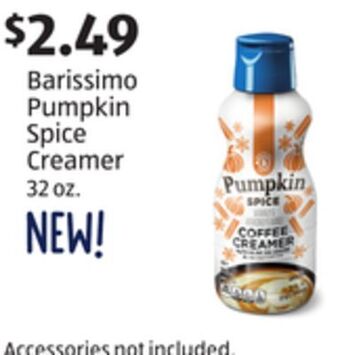 Aldi Barissimo pumpkin spice creamer offer