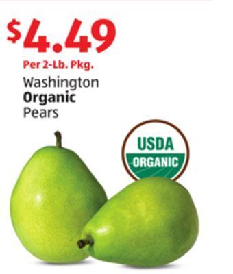 Aldi Washington organic pears offer