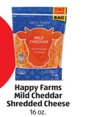 Aldi Happy farms mild cheddar shredded cheese offer