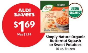 Aldi Simply nature organic butternut squash or sweet potatoes offer