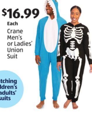 Aldi Crane men's or ladies' union suit offer