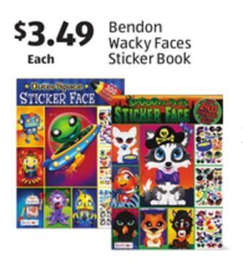 Aldi Bendon wacky faces sticker book offer