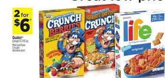 Dollar General Quaker® cereal offer