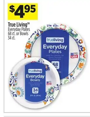 Dollar General True living everyday plates 68 ct. or bowls 34 ct. offer