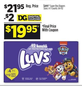 Dollar General Luvs® super box diapers offer