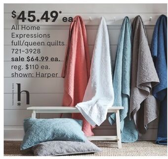 JC Penney All home expressions full/queen quilts offer