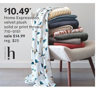 JC Penney Home expressions velvet plush solid or print throw offer