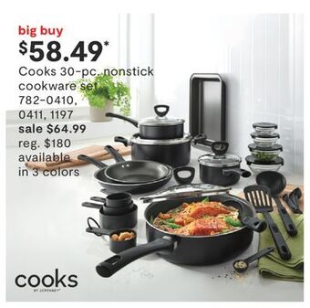 JC Penney Cooks 30-pc. nonstick cookware set offer
