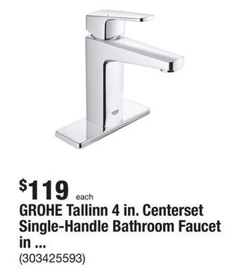 The Home Depot Grohe tallinn 4 in. centerset single-handle bathroom faucet in starlight chrome offer