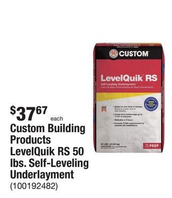 The Home Depot Custom building products levelquik rs 50 lbs. self-leveling underlayment offer