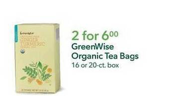 Publix Greenwise organic tea bags offer