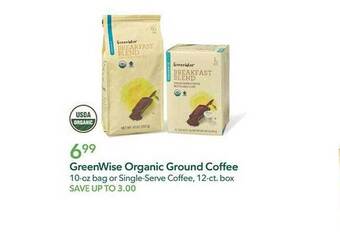 Publix Greenwise organic ground coffee offer