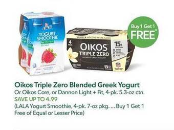 Publix Oikos triple zero blended greek yogurt offer