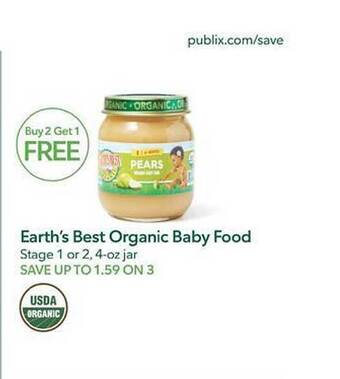 Publix Earth's best organic baby food offer