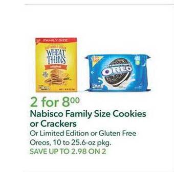 Publix Nabisco family size cookies or crackers offer