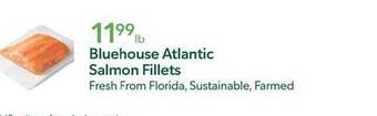 Publix Bluehouse atlantic salmon fillets offer
