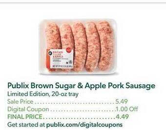 Publix Publix brown sugar & apple pork sausage offer