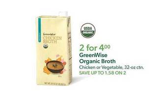 Publix Greenwise organic broth offer